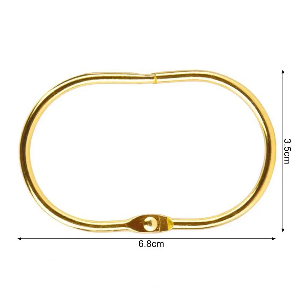 High-quality Metal Curtain Rings 12pcs Rust-proof Shower Curtain Rings Smooth Gliding Bathroom Hooks Anti-drop Tightly Closed