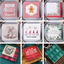 20Pcs/pack Christmas Series Printed Paper Disposable Table Dinner Napkin Tissues Xmas Party Decoration