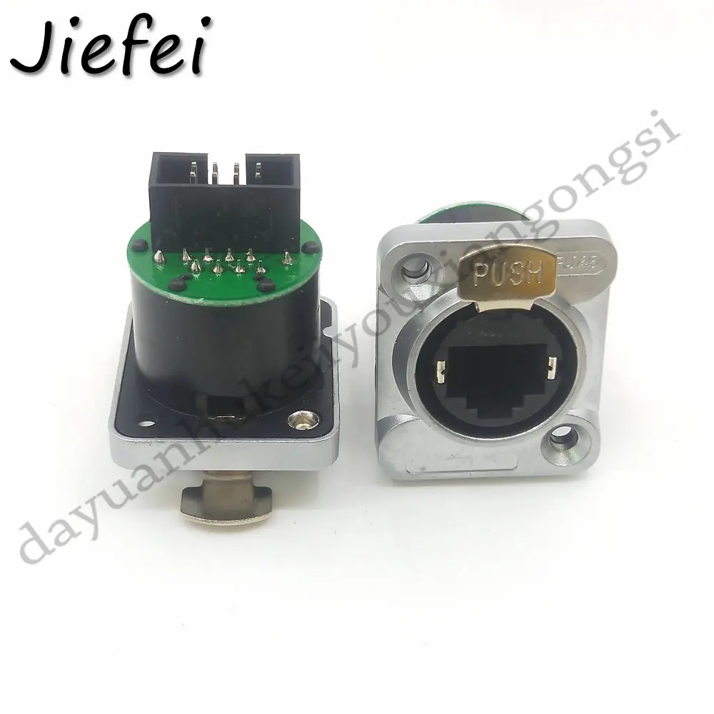 100Pcs RJ45 with PCB Board Connector, RJ45 Female Adapter, Female Panel Mount Sockets RJ45 Ethernet Connector