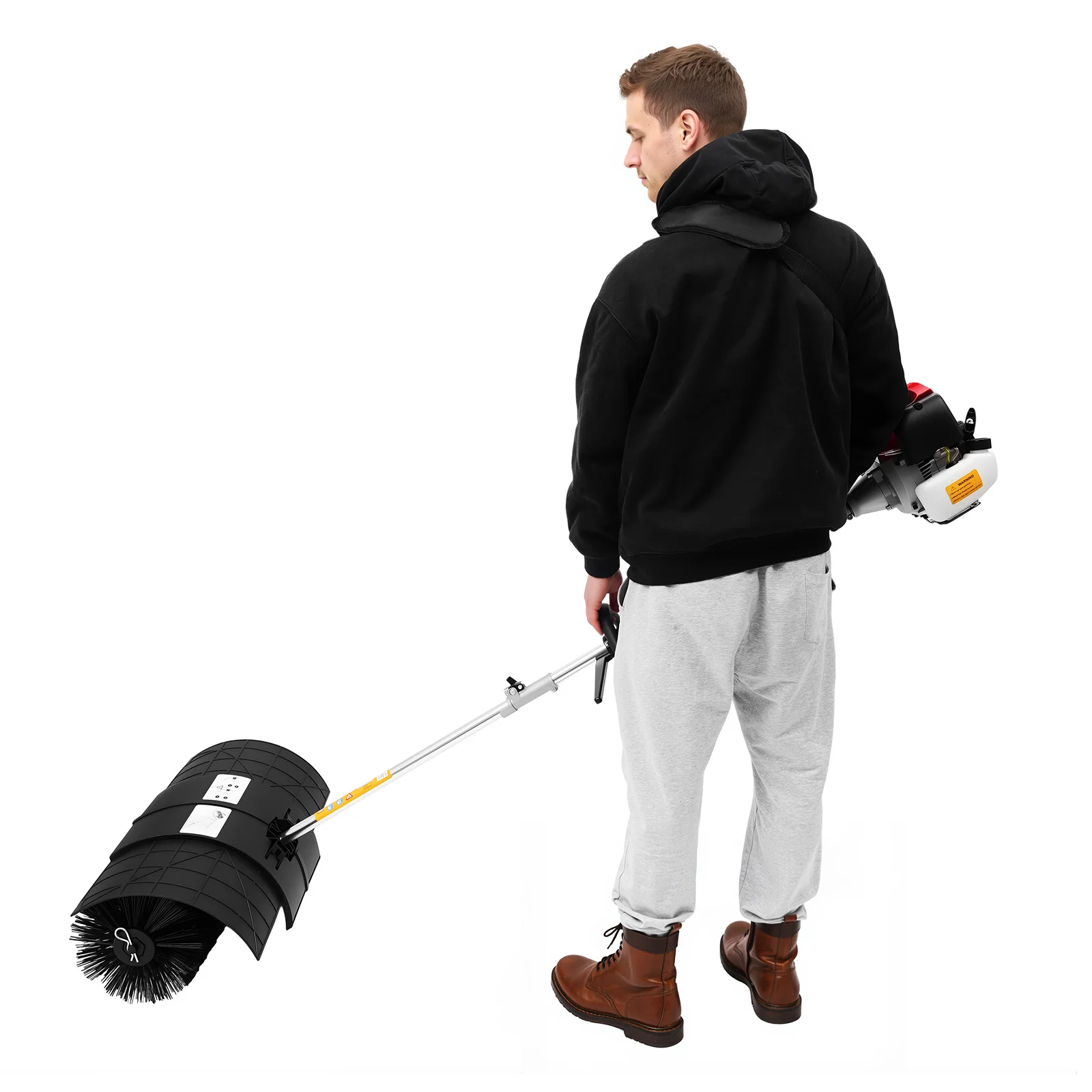 52cc 2‑Stroke Gasoline Handheld Sweeper 1.7kW 2.3HP Air‑cooled Engine 1L Fuel Tank Wide 23×52cm Brush Shoulder Strap Goggles