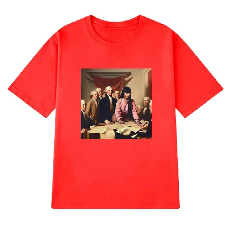 رائجة البيع نيكي ميناج الوردي الجمعة 2 الجرافيك تي شيرت الرجال النساء موضة تي شيرتات قصيرة الاكمام للجنسين المتضخم 100% الملابس القطنية