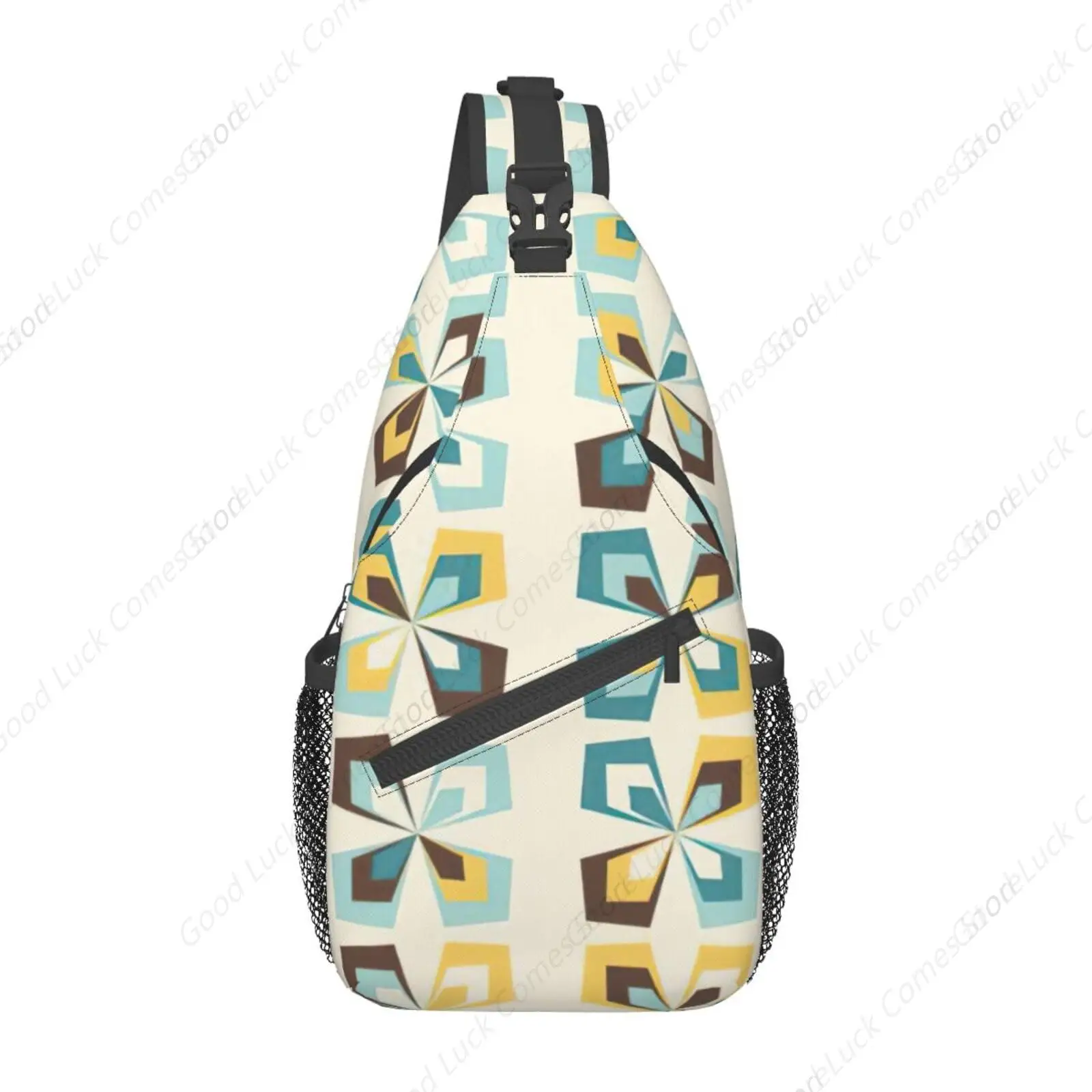 Geometric Floral Pattern Print Crossbody Sling Backpack Sling Bag Travel Hiking Chest Bag Daypack