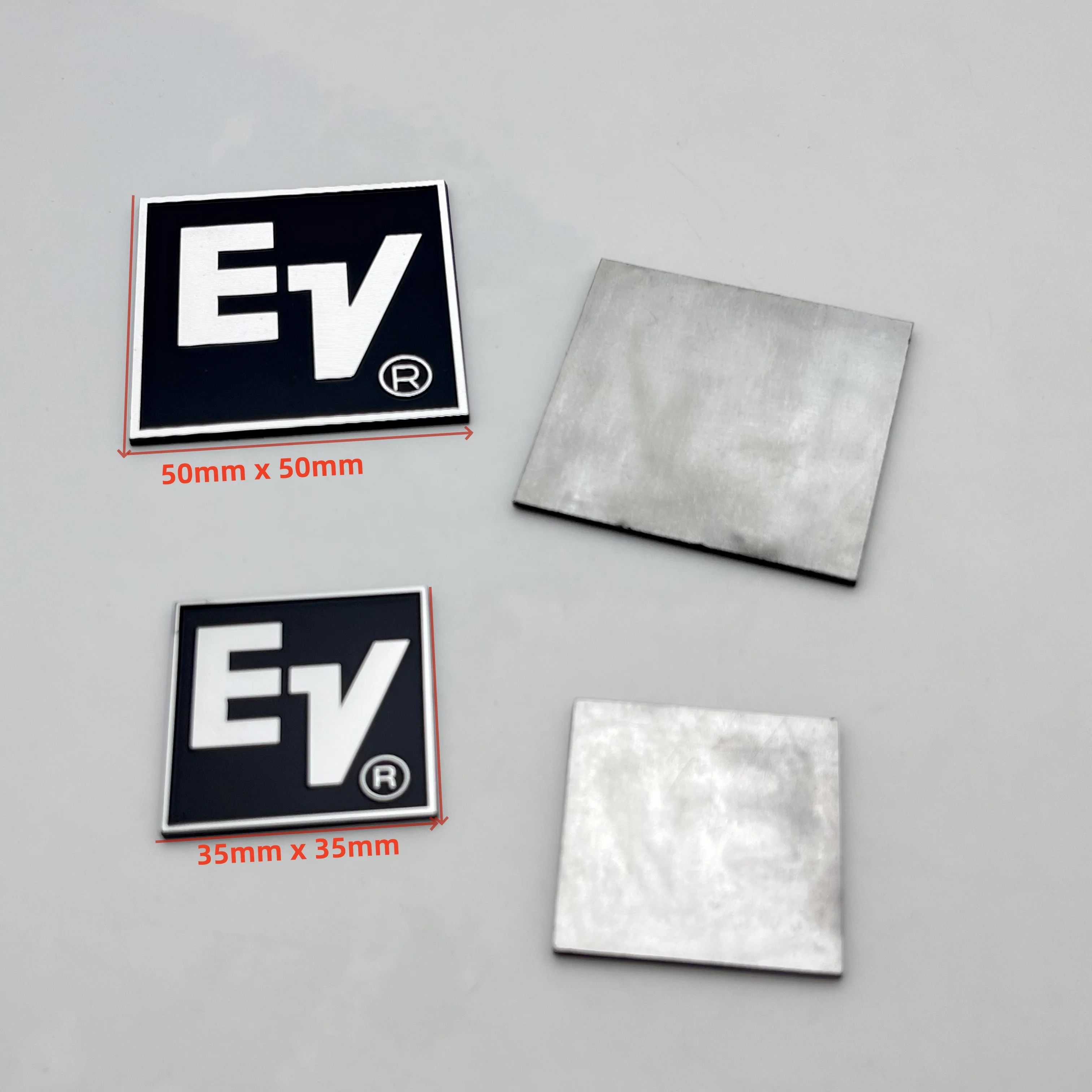 2pcs 5pcs 10pcs 35x35mm 50x50mm Metal EV Logo Signage Sign Nameplate Fit For Audio Amplifier Speakers Loudspeaker Horn Styling