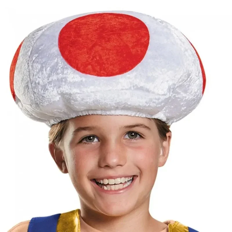 Toad Cosplay Kids Hat Red Green Dot Mushroom Cap Headwear Game Bros Roleplay Fantasia Boys Girl Accessories Halloween Party *8*Q