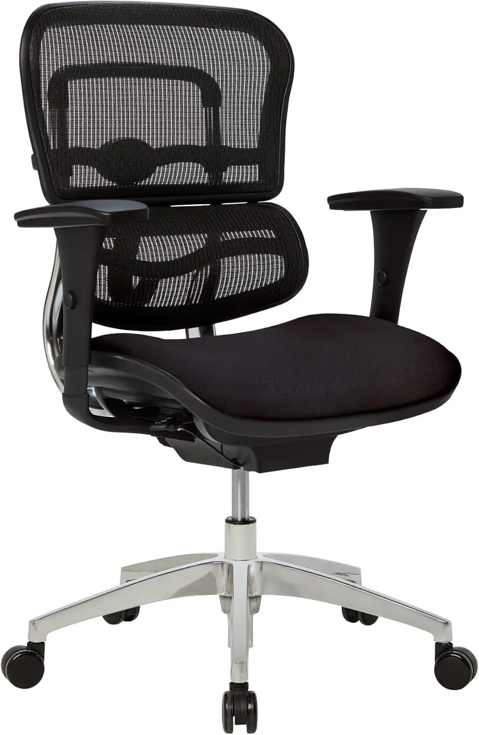 12000 Series Ergonomic Mesh/Fabric Mid-Back Office Chair, Black/Black, BIFMA Compliant