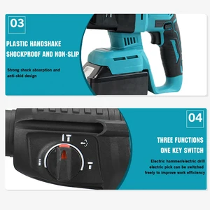 Elektrischer drahtloser Aufprallbohrer, multifunktionaler Drehhammer, Elektromaugt, 26 mm, Makita 18 -V -Batterie 12 Hauptverkauf Elektrik Hammer - №4