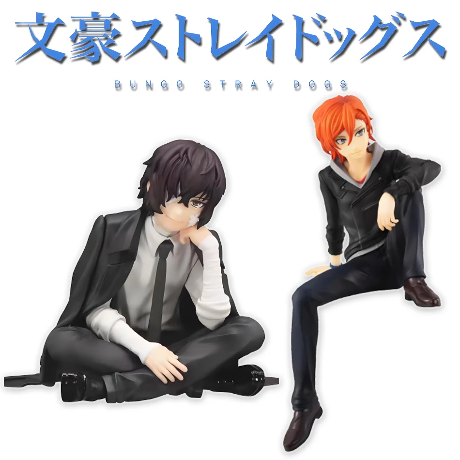Beliebte Anime Bungo Stray Dogs Actionfiguren Dazai Osamu Nakahara Chuuya Cup Noodle Topper Sitzende PVC Mini-Statue Modell Spielzeug