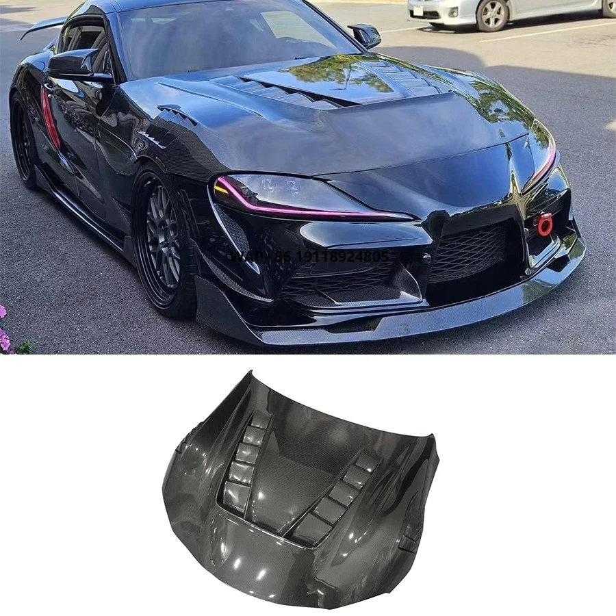 

For Supra A90 A91 GR Mk5 2019+ TV Style Carbon Fiber Front Hood Cover Front Bumper Engine Bonnet Vented Hood Bodykit