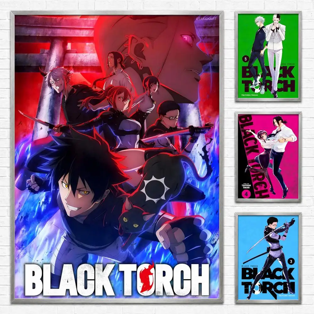 Anime Black Torch Poster Self‑Adhesive Waterproof PP Poster Coffee House Bar Wall Art Sticker Room Home Decor