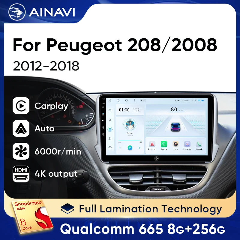 

Ainavi для Peugeot 2008 208 2012-2018 навигация GPS автомобильное радио мультимедийный плеер беспроводной Carplay Android Авто Стерео No 2Din