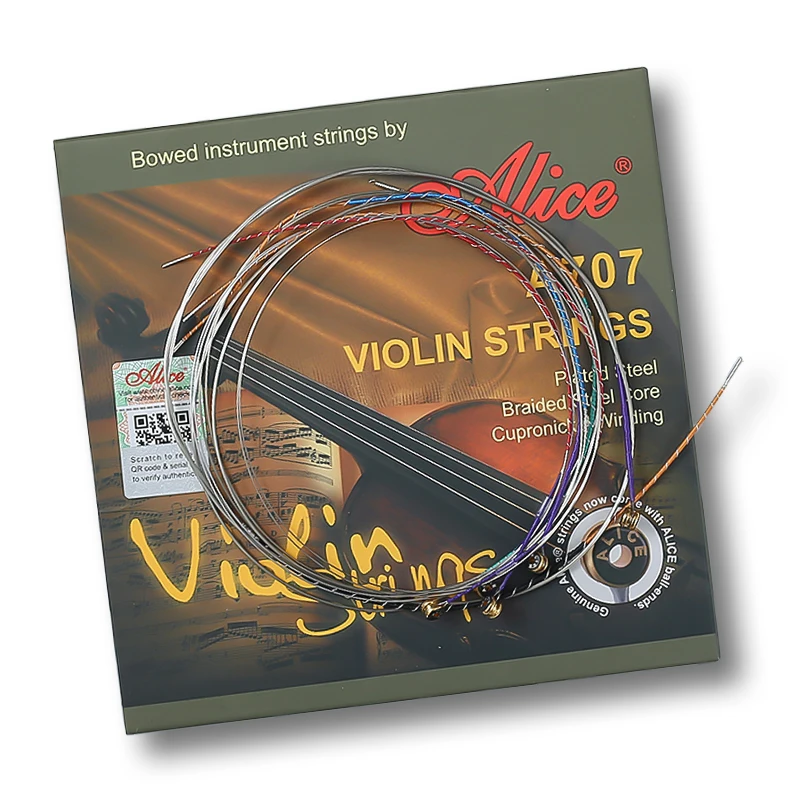 Alice Strings for Violin A707 Steel Core Alloy Windings for 1/8 1/4 1/2 3/4 4/4 Universal Violin Accessories