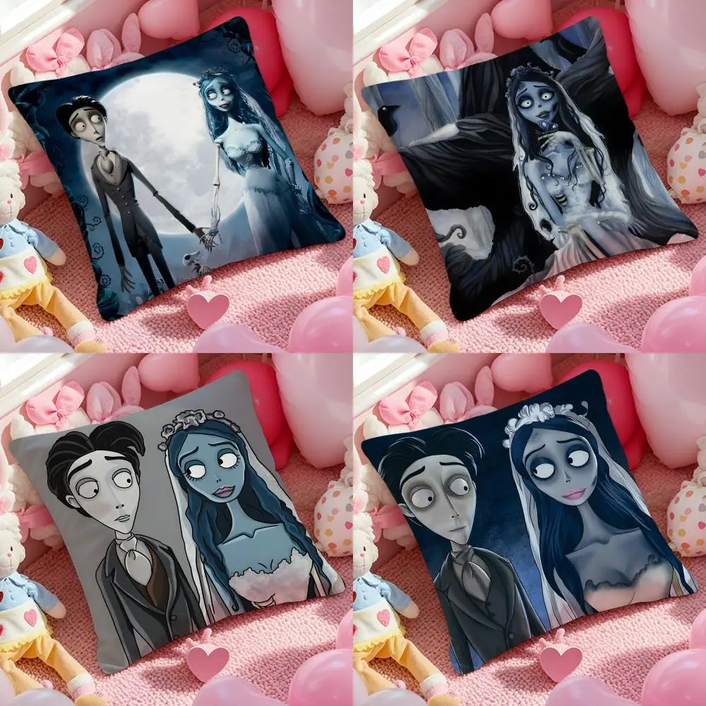 Movie Cartoon Corpse Bride-B Cushion Cover Pillow Case Plush Fabric Soft Double Sided Print Home Sofa High Quality Cushion