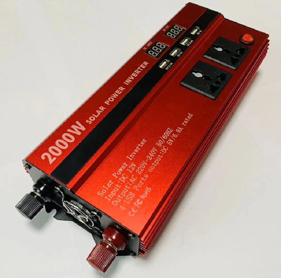 High Efficiency 1600W 2000W 3000W 4000W 5000W Car Inverter DC12V to AC200v-240V Solar Inverter with 4Usb Output Ac Inverter