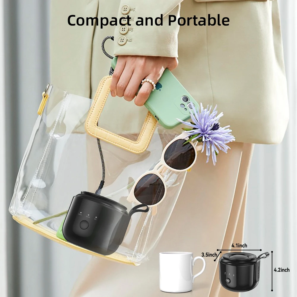 KUNPHY 48kHz Ultrasonic Retainer Cleaner Machine 200ML UV Denture Pod Cleaner 3 Modes with Battery USB for Aligner Jewelry More