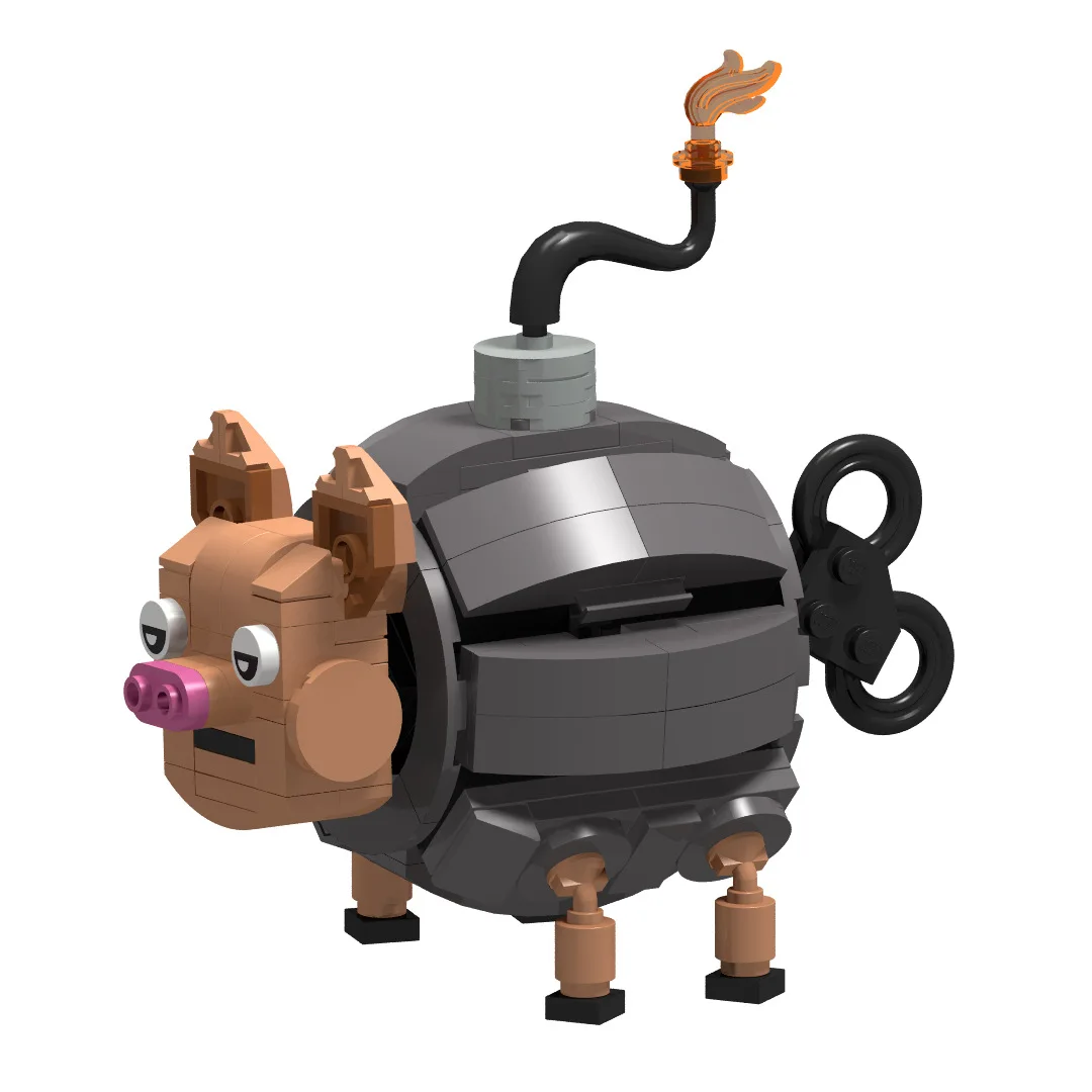 ระเบิดระเบิดหมู Bomba del naso di maiale AI อะนิเมะ Shanhaijing Tung Tung Sahur ไม้คนผ่านบล็อกอาคารแบบนามธรรม