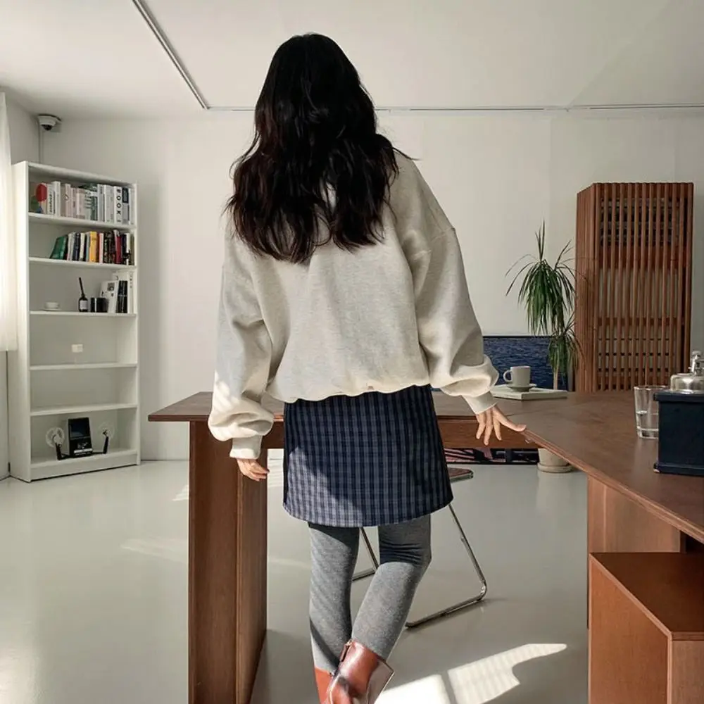 เสื้อฮู้ดแขนยาวคอสูงครึ่งตัวแบบเรียบง่าย มีซิป ทรงหลวม สไตล์เกาหลี สำหรับผู้หญิง ฤดูใบไม้ร่วง/ฤดูหนาว