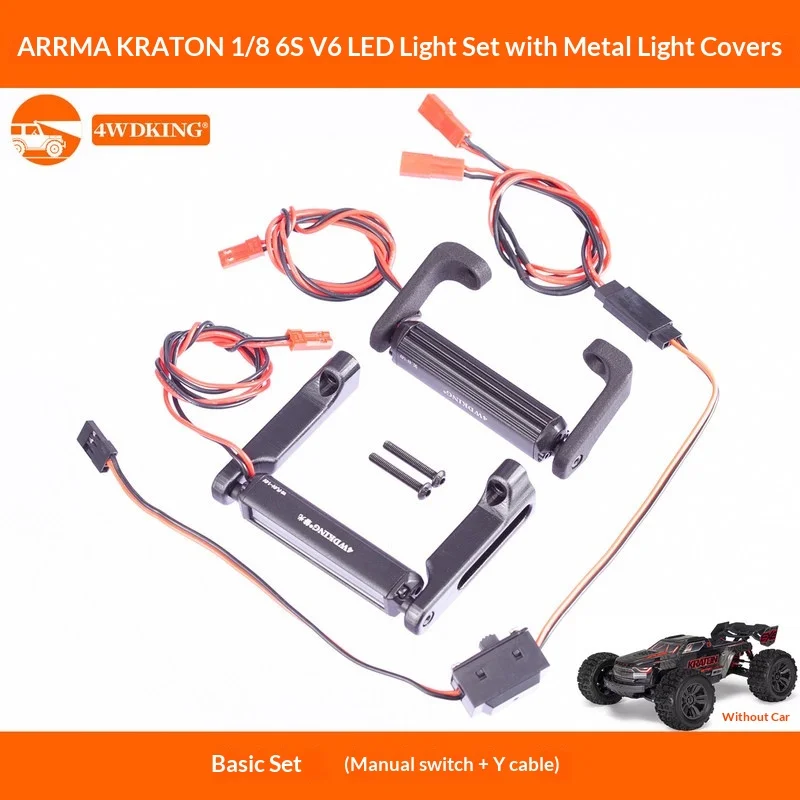 ARRMA Kraton 6S Light Kit LED Headlights Taillights Metal Housing for 1/8 RC Truck Upgrade Parts Accessories Offroad