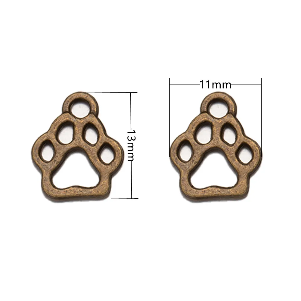 50pcs/Lot 13x11mm Cute Dog Paw Pendants For DIY Bracelet Necklace Earrings Charms Jewelry Making Findings Accessories Supplies