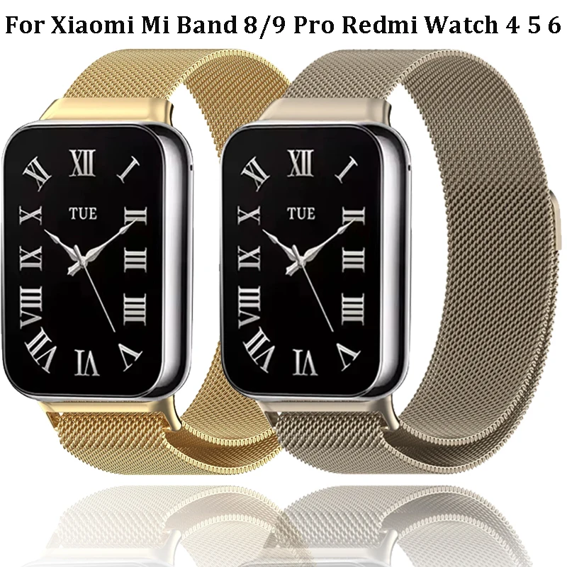 Original Milanese Loop Strap für Xiaomi Mi Band 9/8 Pro Metall magnetische komfortable Armband Smart Watch Redmi Uhr 4 5 6 Correa