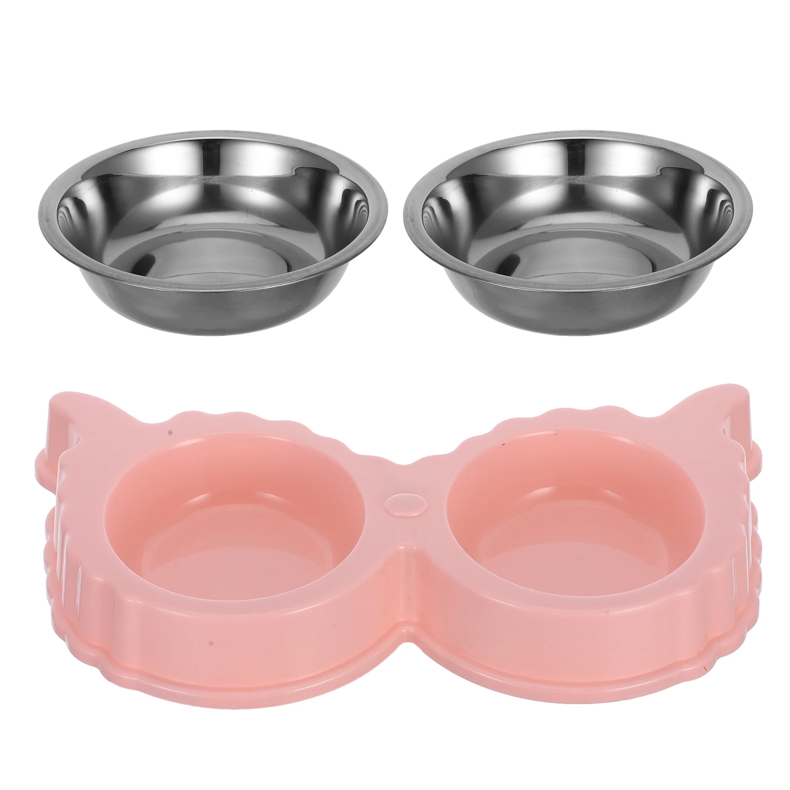 

Pet Dog Stainless Steel Food Water Cute Nonslip Bottom Large Capacity Cat Bowls Puppy Food Bowl Double Dog Bowl