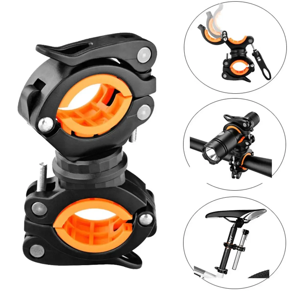 360 Rotation Bike Light Mount Flashlight Crutch Stick Cane Grip Holder Clamp Bracket for Electric Bicycle Scooter