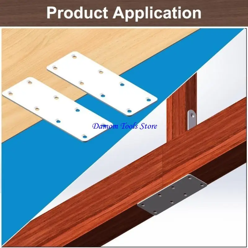 57BE 4Pcs Flat Mending Plate Stainless Steel Flat Bracket Connectors Flat Repair Plates for Furniture Door Enduring