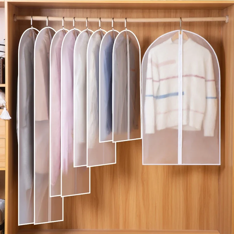 Clothes Dust Bag Transparent Washable Hanging Clothes Bag Wardrobe Jacket Suit Dust Cover Clothing Organizing Protective Cover