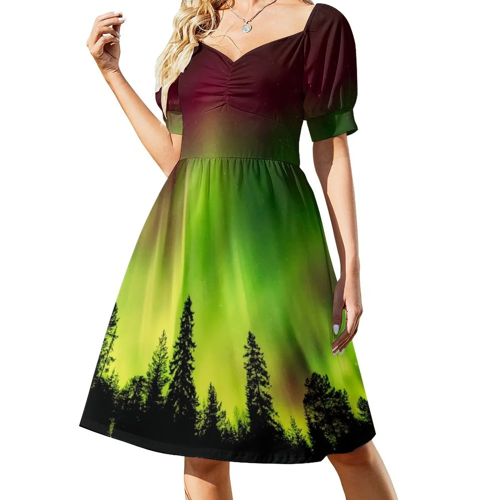 

Aurora Borealis Northern Lights Short-Sleeved Dress dresses with long sleeves summer clothes