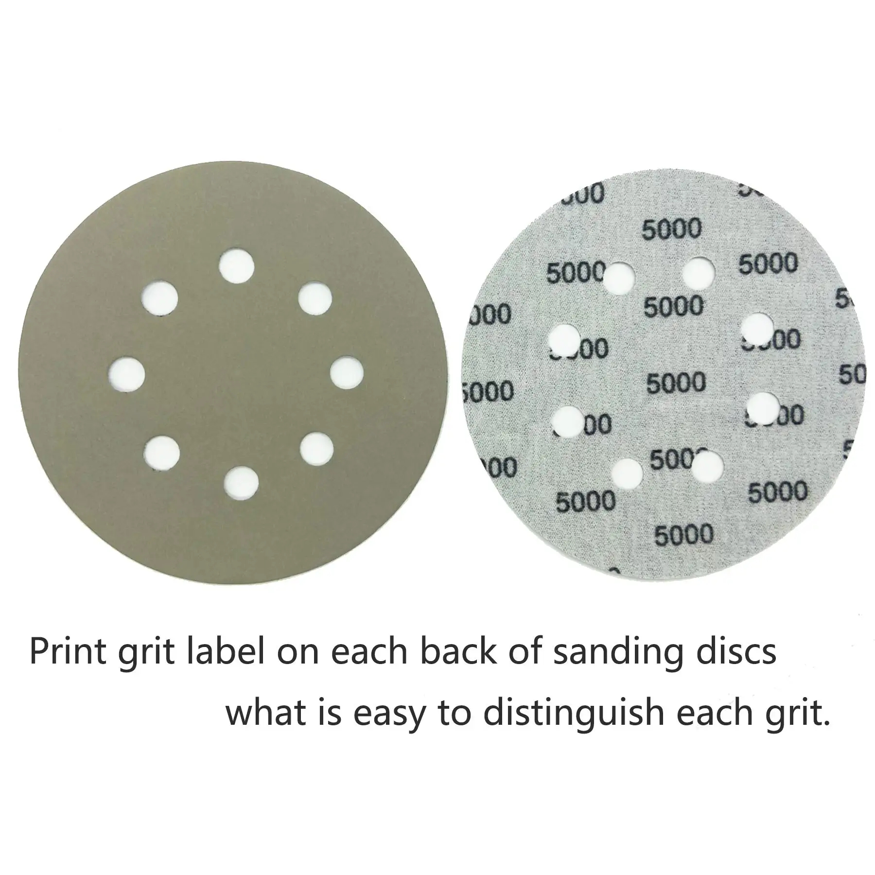 52Pcs Sandpaper 8 Hole 5inch Sanding Discs Hook and Loop 60-10000 Grits with Hand Block for Automotive Metal Polishing