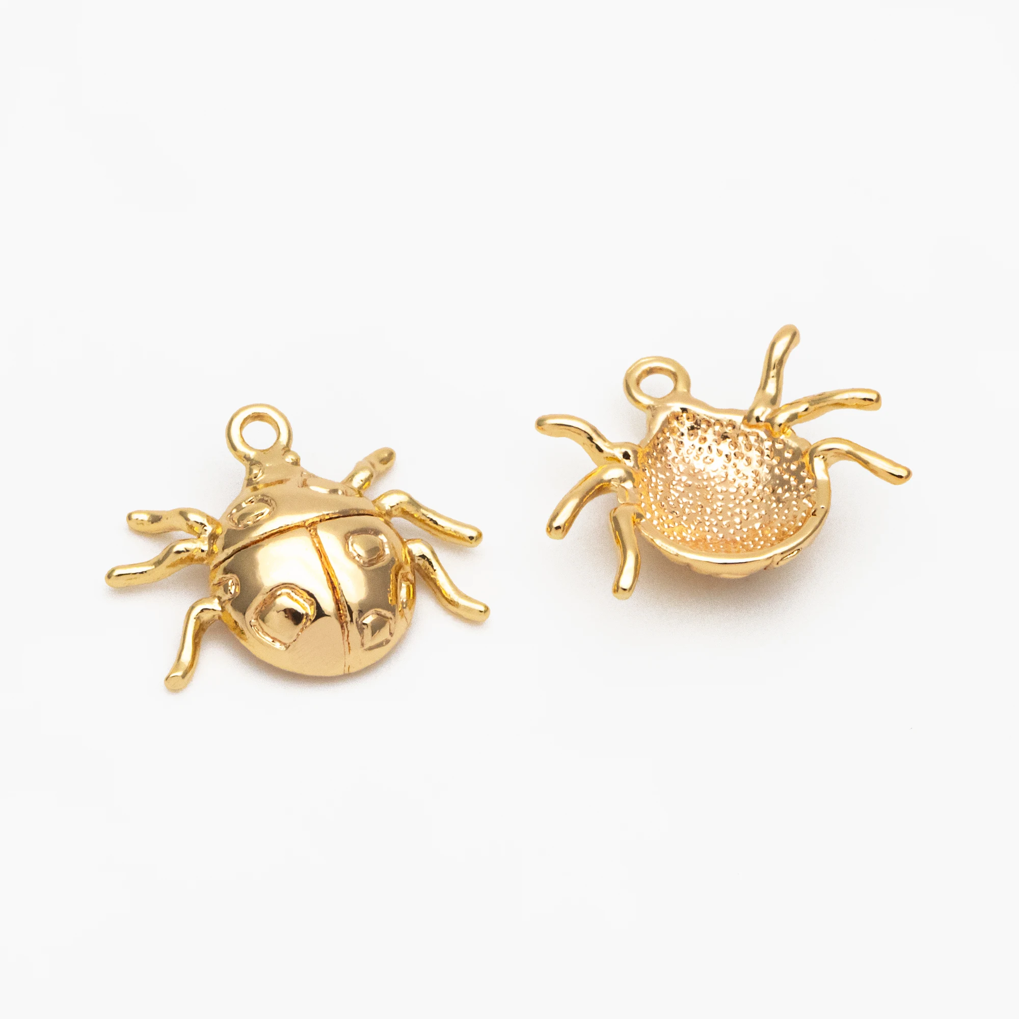 10pcs Gold Ladybug Charms, Insect Pendant For Jewelry Making Diy Material Supplies Findings (GB-3768)