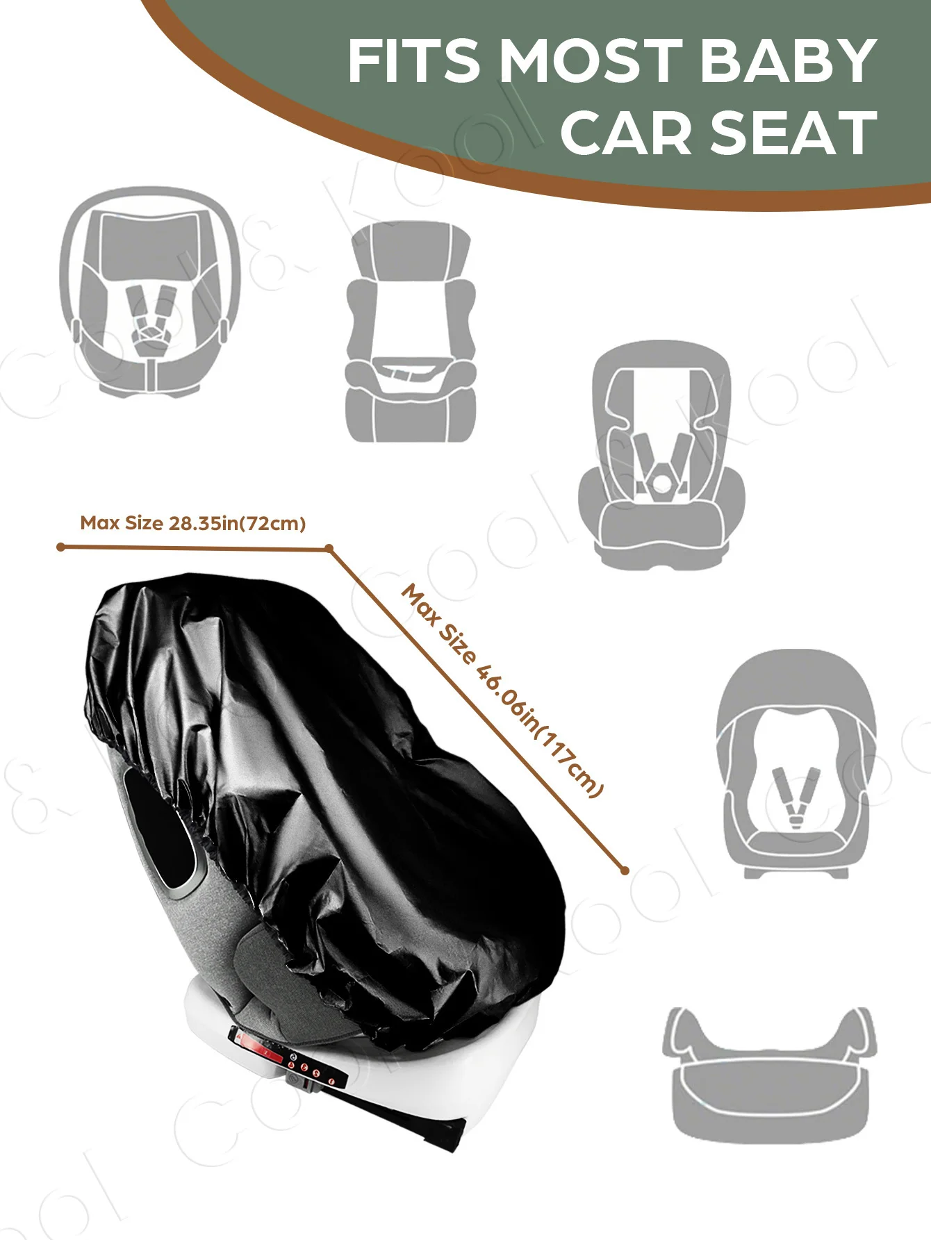 Universal Baby Car Seat Sun Shade, Blocks UV Rays & Reduces Heat for Cooler Rides