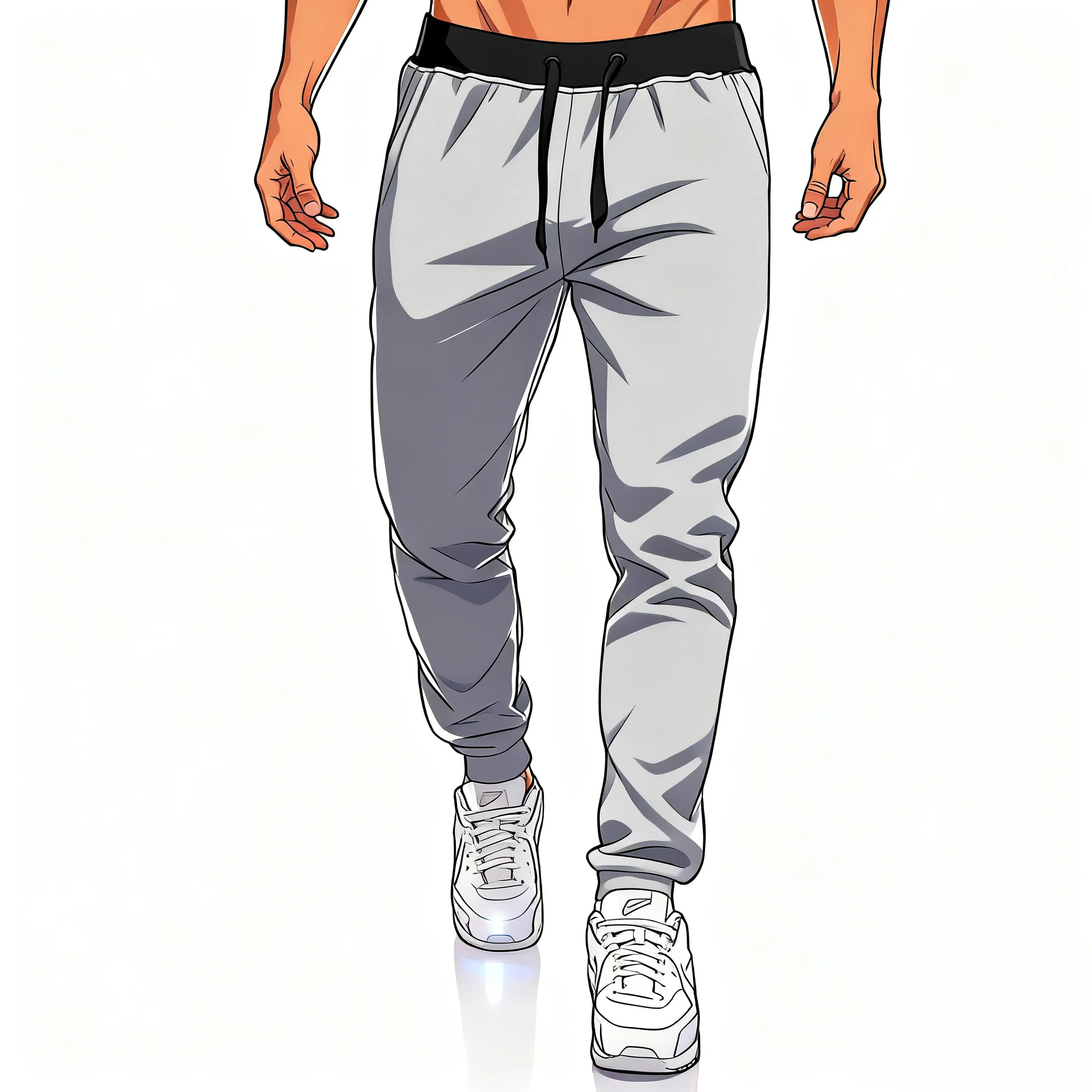 

Sports pants new fashion brand men's hip-hop breathable sports solid color simple drawstring wide leg pants