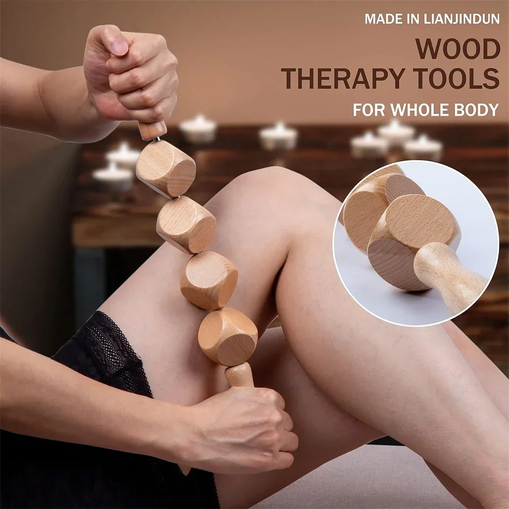 Wood Therapy Massage Tools, Lymphatic Drainage Massager Anti-Cellulite, Back Muscle Pain Relief, Wooden Body Sculpting Tools Set