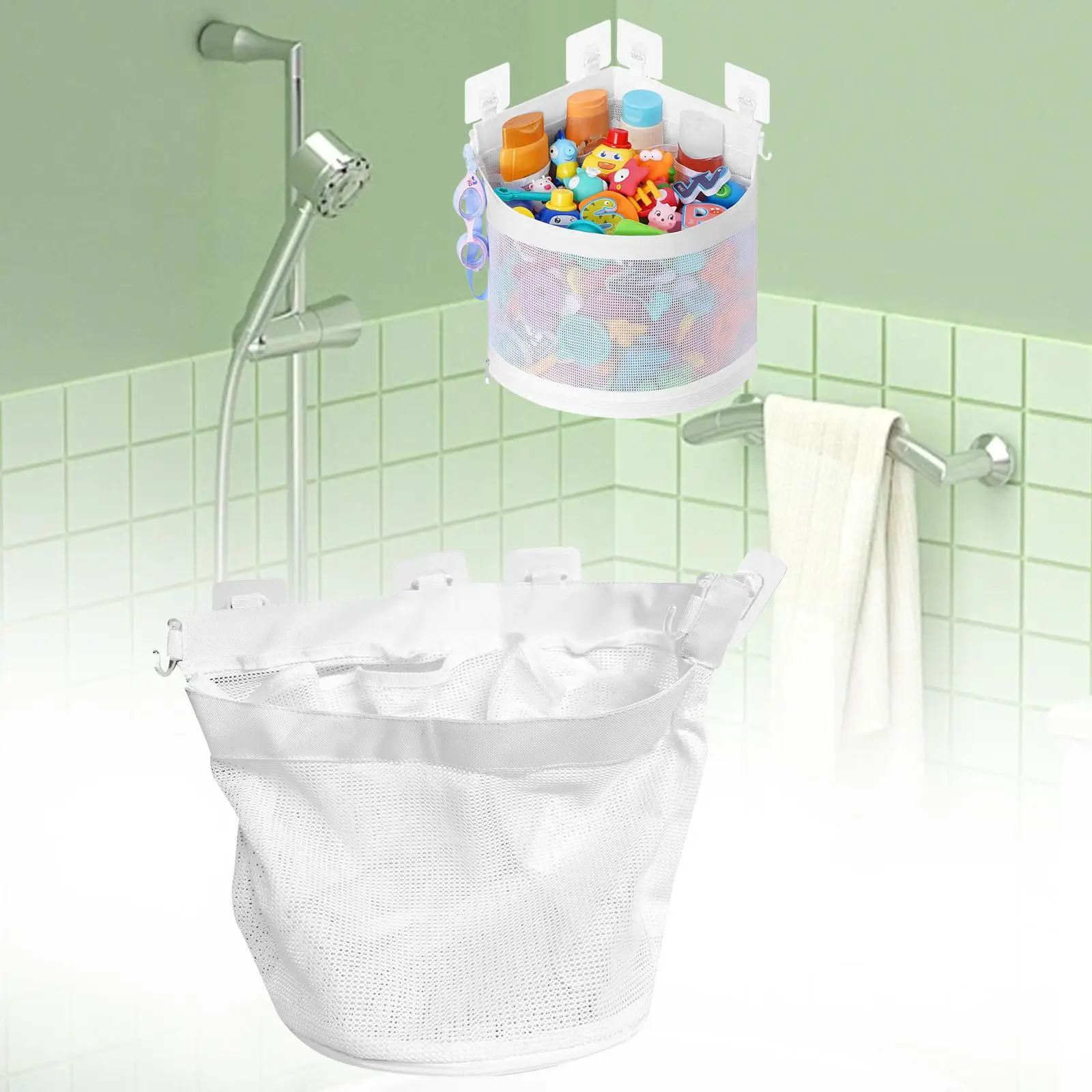 

Bath Toys Organizer Bag Bathroom Shower Multifunction Breathable Foldable Mesh