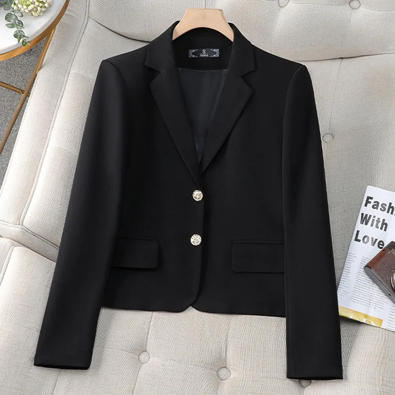 Spring Autumn Fashion Short Women Blazers Elegant Female Suits Jacket Tops Casual Solid Long Sleeve Office Lady Blazer Coat 4XL