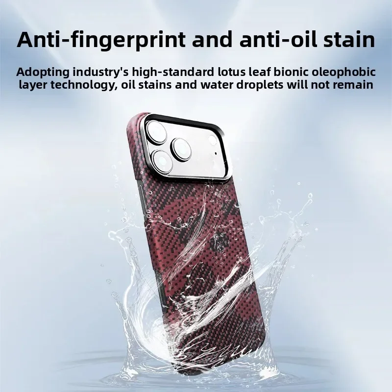 VWAR حافظة هاتف مغناطيسية من ألياف الكربون الحقيقية لهاتف آيفون 17 برو ماكس 17 غطاء Air Magsafe فاخر من ألياف الأراميد المغناطيسية