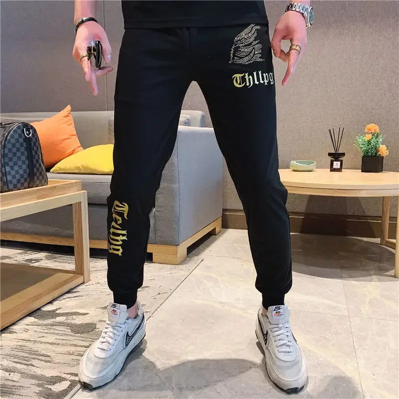 Hot Diamond Korean Fashion Men\'s Sets,T-shirt and Trousers 2-piece Set，Sport Wear  Two Piece Set Summer  Mens Clothes  Sweatsuit