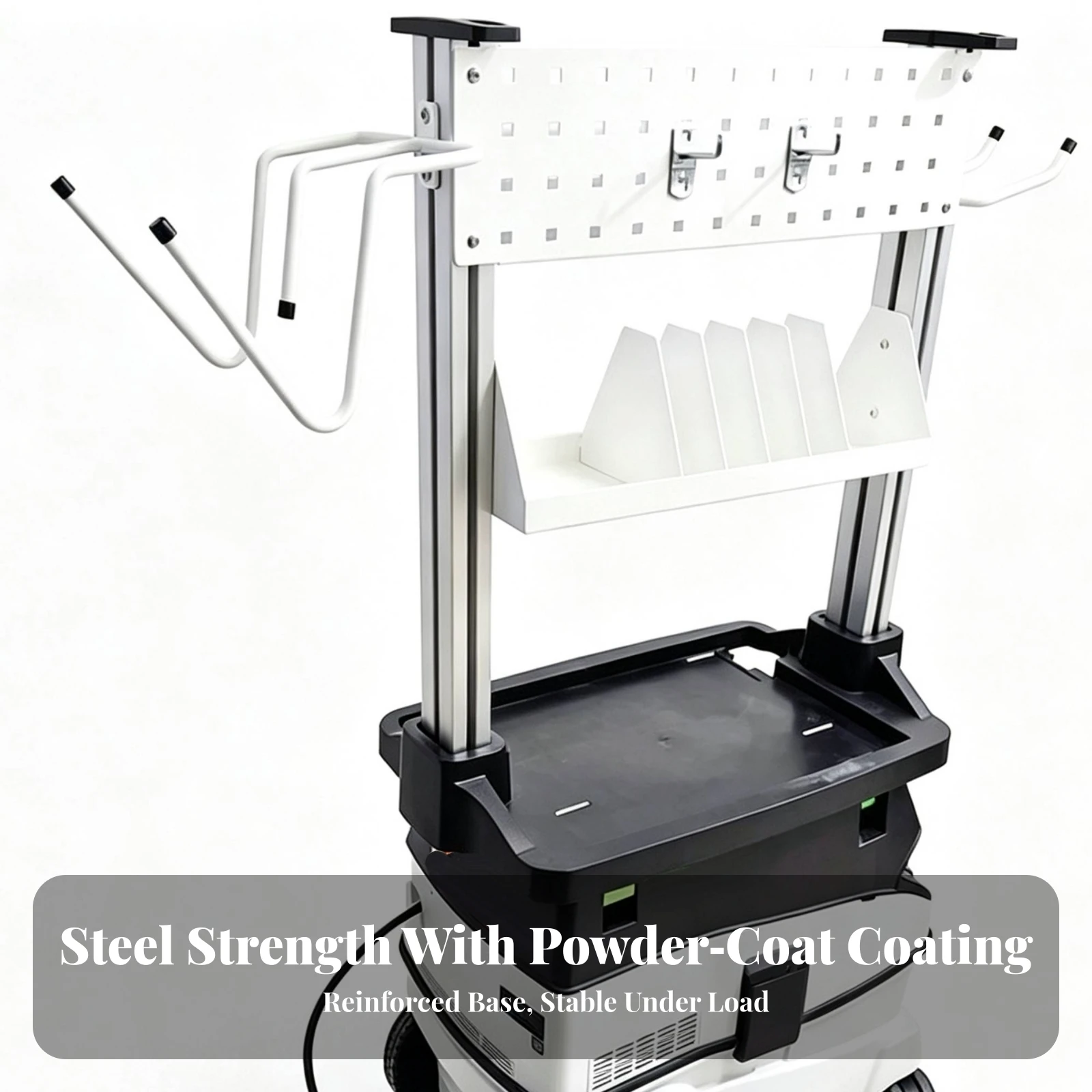 Work Center Rack Metal Workbench Organizer Tool Organizer with Side Hooks Space-Saving Pegboard Easy to Install for Woodworkers