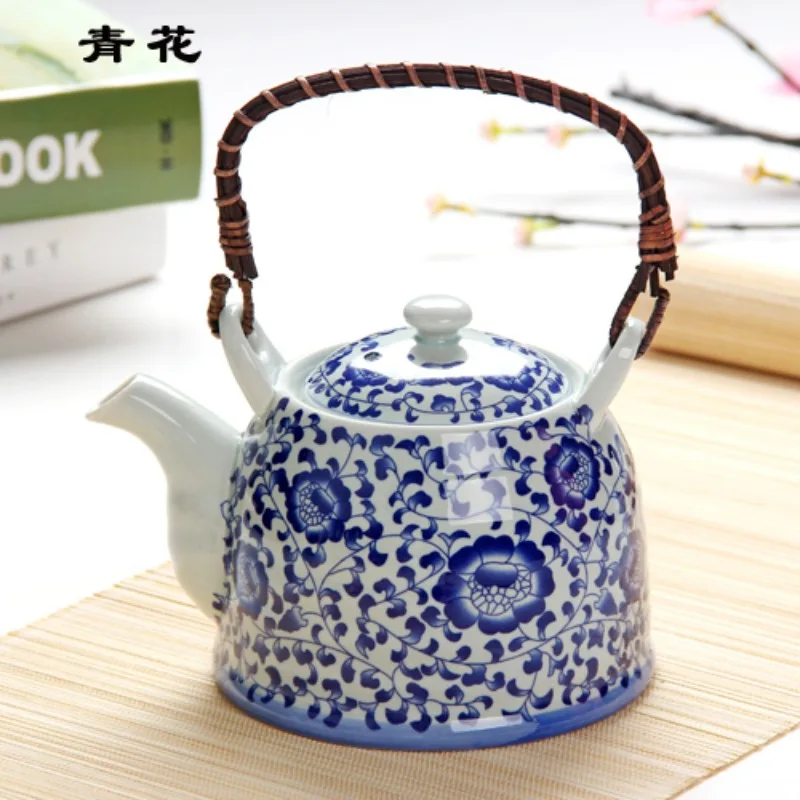 

Blue and white porcelain ceramic teapot tea pot large capacity 1000ml retro teapot tea set chinese teaset with filter