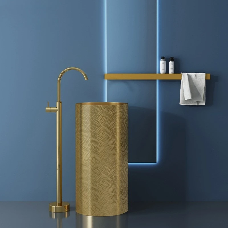 Outdoor Sink, Courtyard Vertical Washbasin, Stainless Steel Integrated Floor-standing , Bar Bathroom