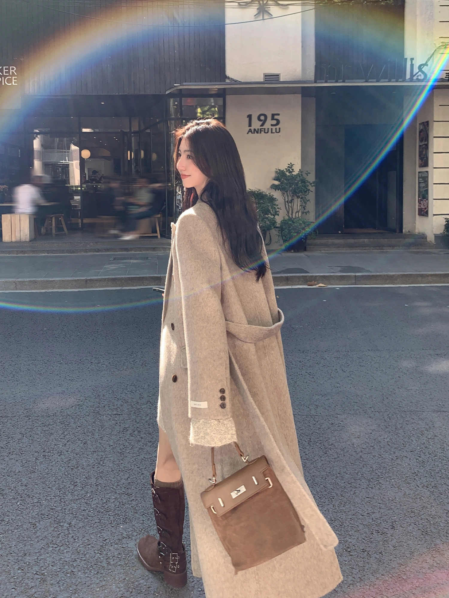 

Mulvan Woolen Double-Sided Coat Women's Autumn Winter New Sle Loose Long Korean Version Woolen Outerwear Long Sve Suit C...