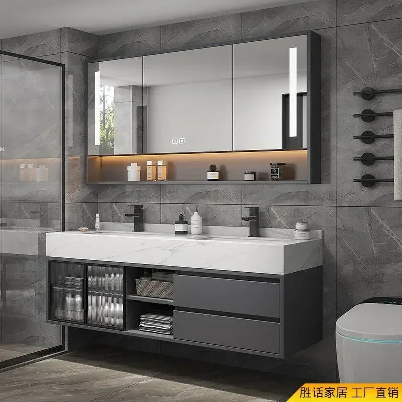 Entrance Vanity Mirror Home Bathroom Cabinets Storage Slate Integrated Ceramic Washbasin Glass Cabinets Muebles Hogar Furniture