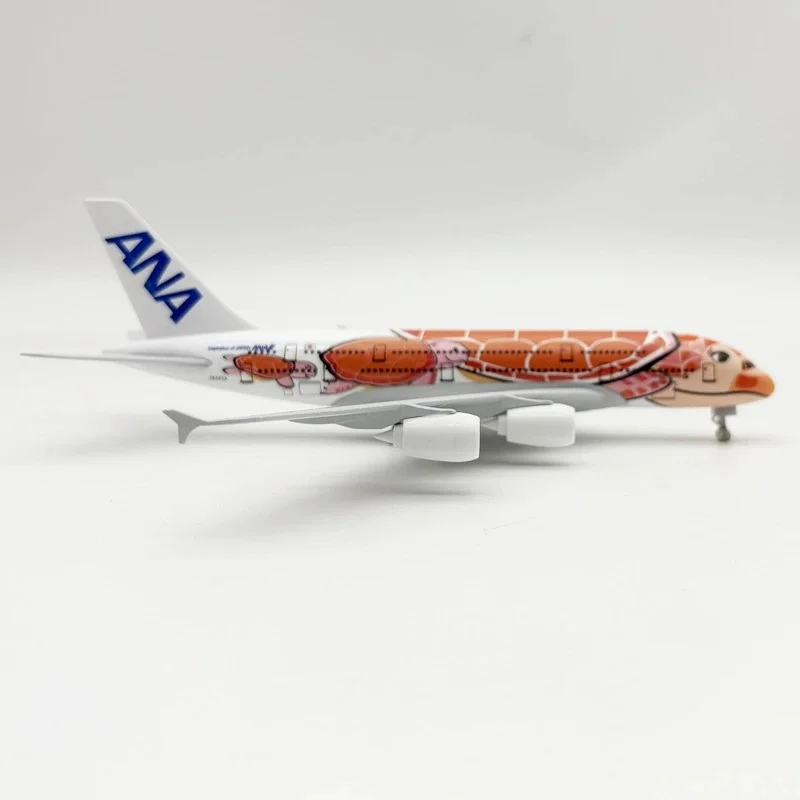 Home Decor 20CM 1:400 Scale A380 ANA Turtle Airlines Airplanes Plane Aircraft With Landing Gears Alloy Model For Collections