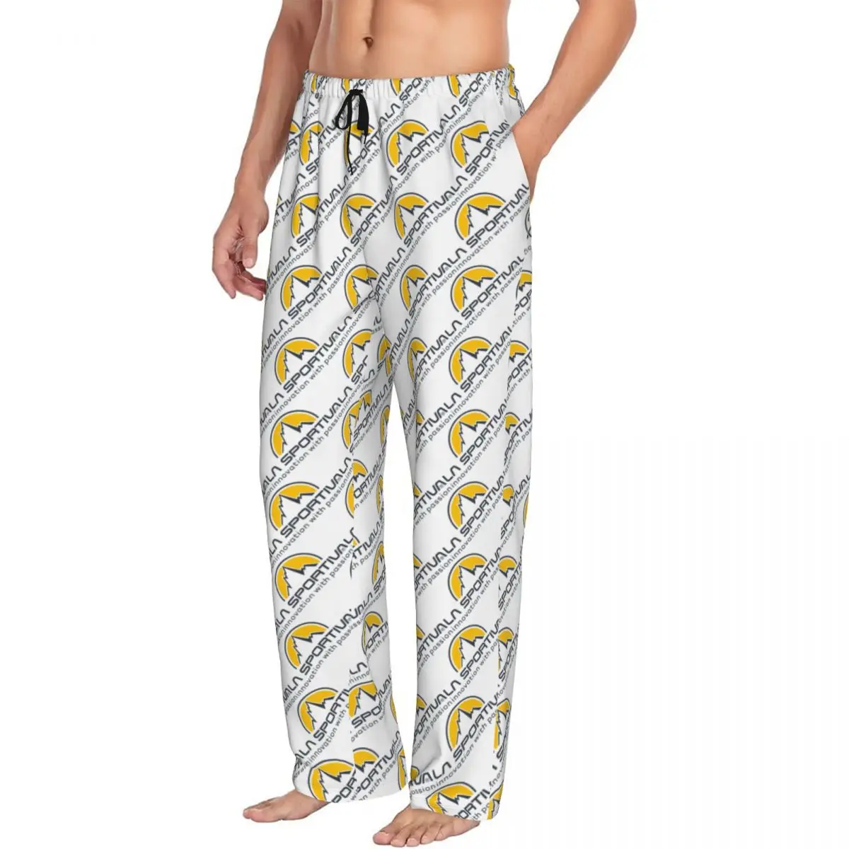 Custom La Sportiva Logo Pajama Pants Men's Outdoor Sports Lounge Sleep Drawstring Sleepwear Bottoms with Pockets