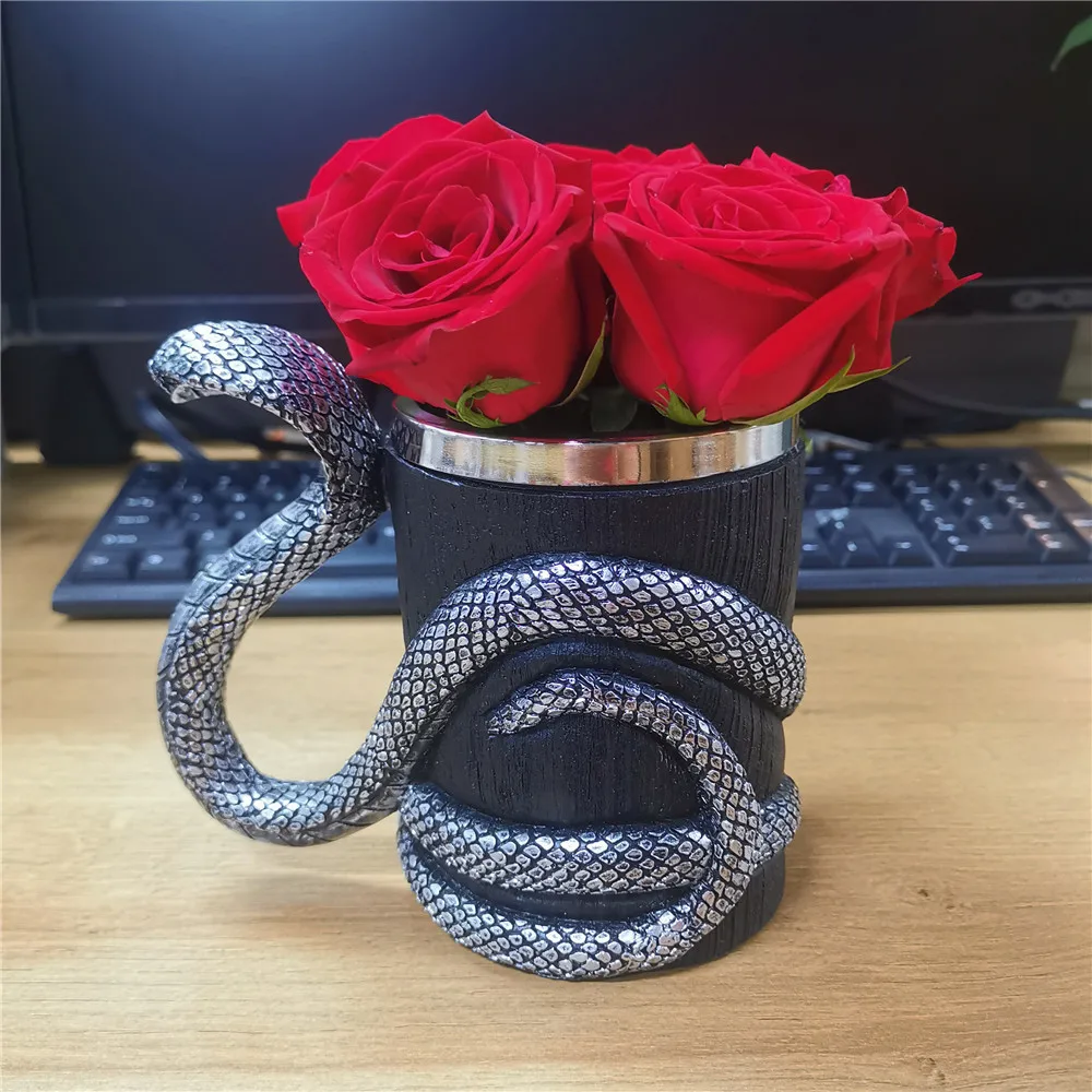 Personalized Water Cup 304 Stainless Steel Liner Resin Cobra Mug Niche Household Domineering Cup