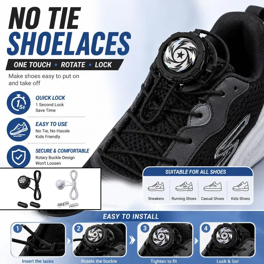 Thick Rope Swivel Buckle Shoelaces Upgrade Automatic Laces Without Ties Children Adults Sneakers Shoelace Shoe Accessories
