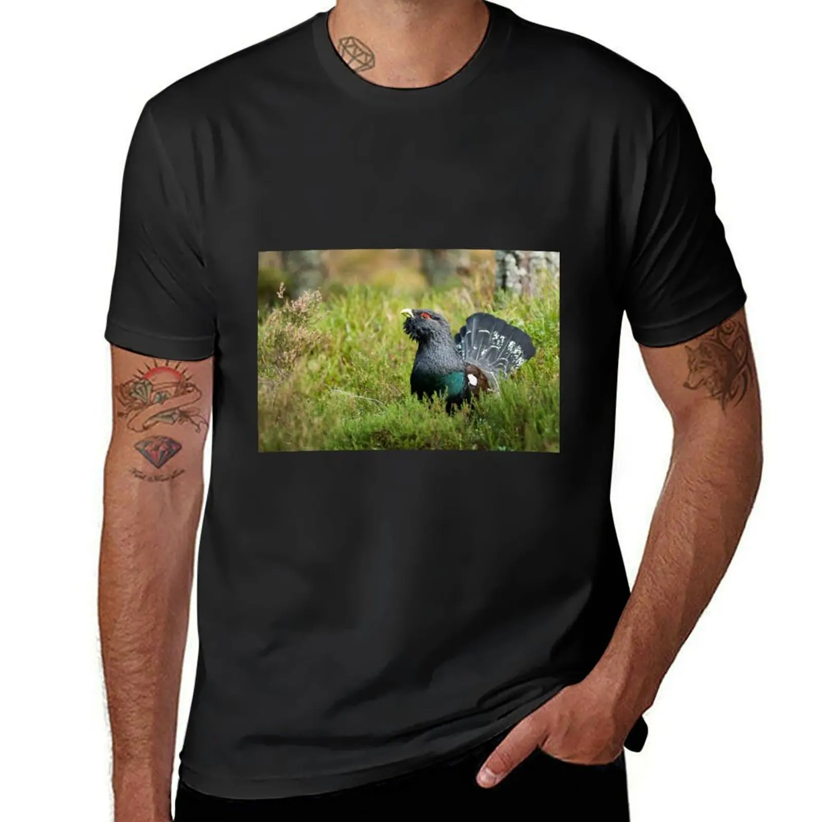 

Capercaillie in highland heather T-Shirt anime clothes cute clothes mens t shirt graphic
