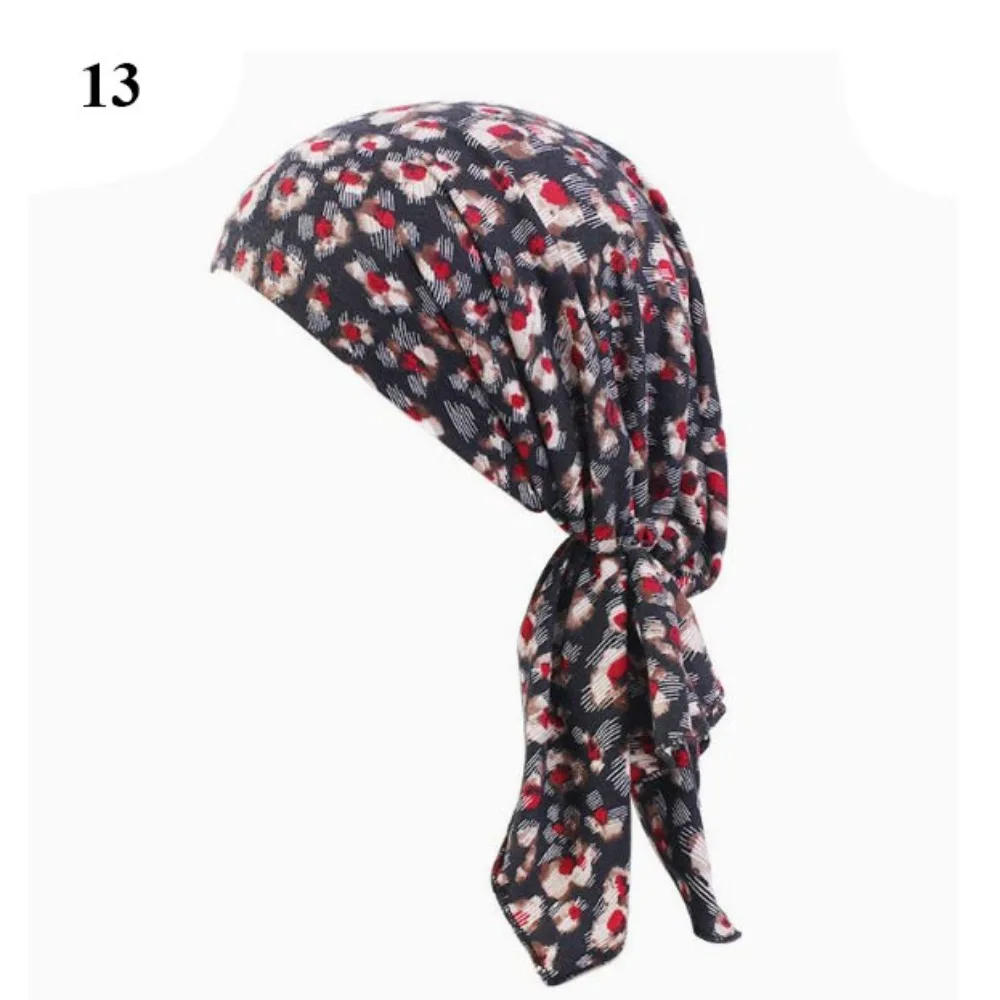 

High Quality Bohemia Floral Print Turban Casual Spring Wind Cotton Hat Bandana Chemotherapy Hat Women National