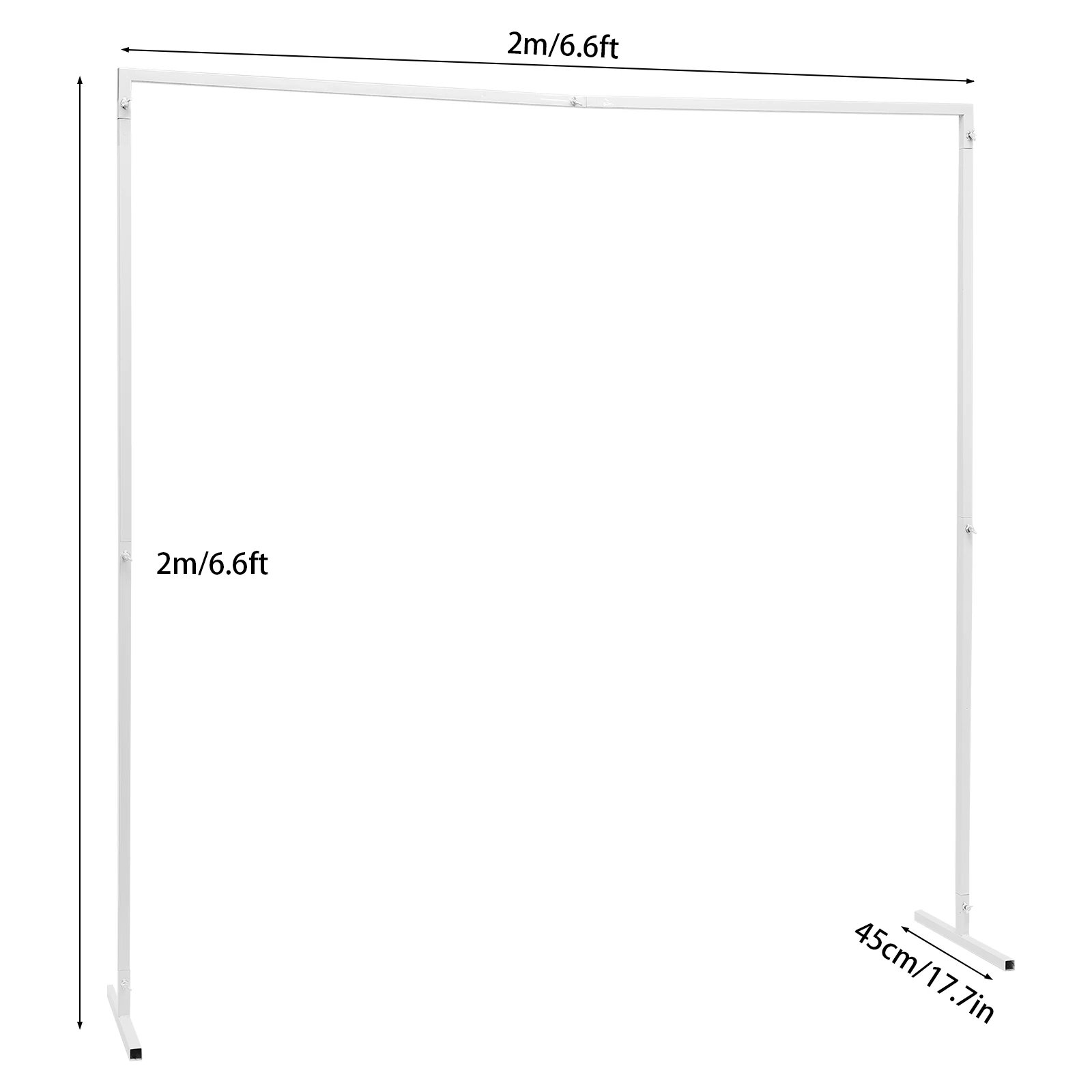 Vrijstaande witte ijzeren pijp vierkante boogstandaard 2m x 2m in hoogte verstelbare achtergrond DIY-decoratie