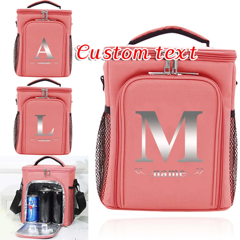 

Personalized Customization Name Double-layer Pink Lunch Bag Insulated Bento Bag Portable Large Capacity Double-layer Bento Bag